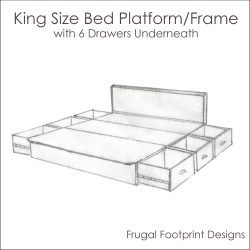 Bed Platform Frame with Drawers - King Size - Product Image